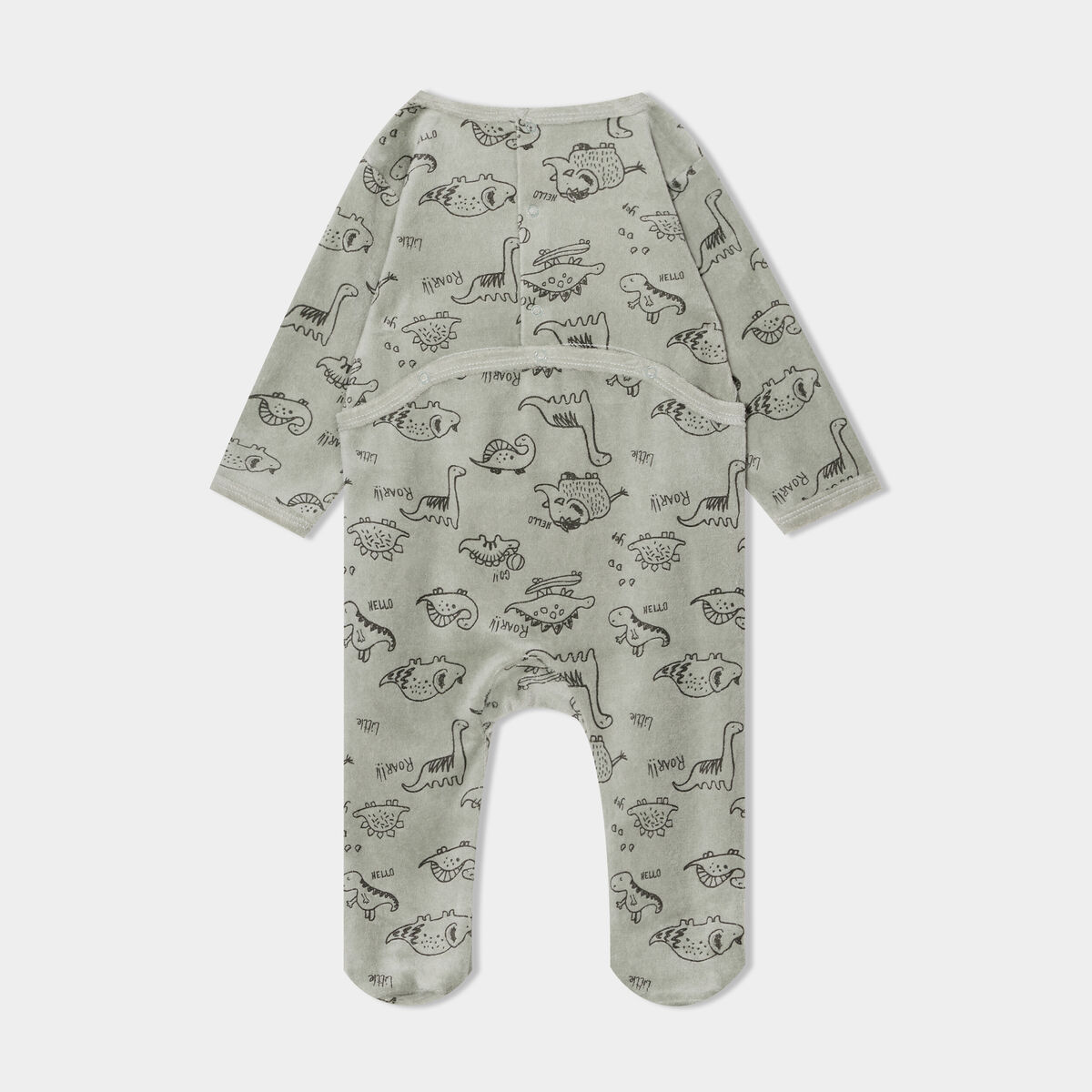 Dors-bien coupe droite effet velours vert kaki bébé garçon