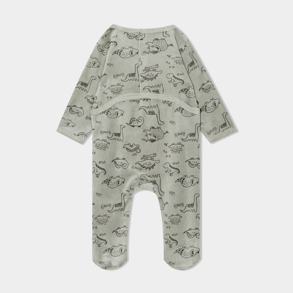 Dors-bien coupe droite effet velours vert kaki bébé garçon