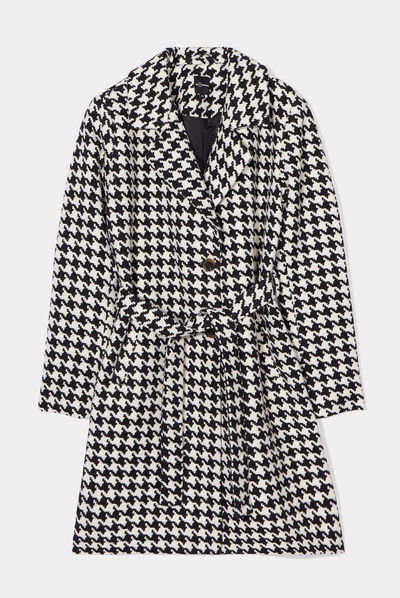 Manteau mi-long ceinturé ecru femme