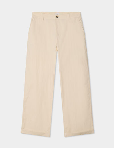 Pantalon chino relax coton beige homme