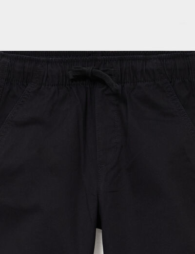 Pantalon battle taille &eacute;lastiqu&eacute;e coton noir gar&ccedil;on