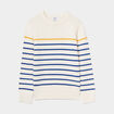 Pull col rond coton manches longues ecru garçon