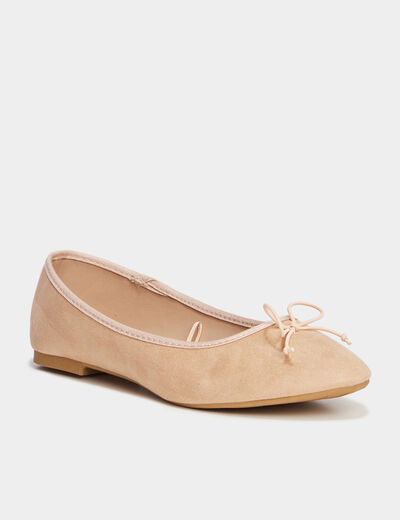 Ballerines avec noeuds sable femme