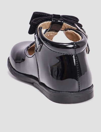 Babies c&eacute;r&eacute;monie vernies avec noeuds noir b&eacute;b&eacute; fille