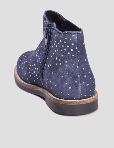 Bottines zippées en cuir bleu fille