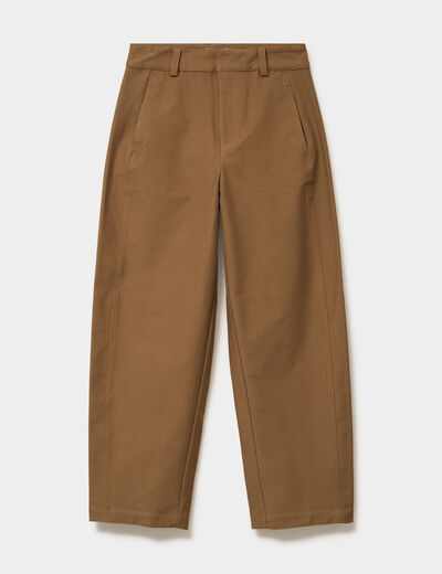 Pantalon ballon taille haute beige femme