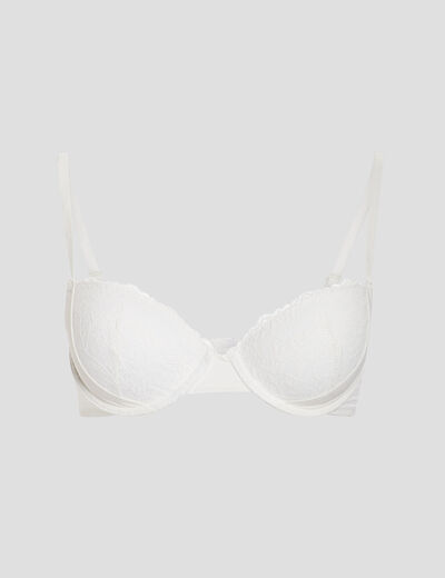 Soutien-gorge push up micro dentelle ivoire femme