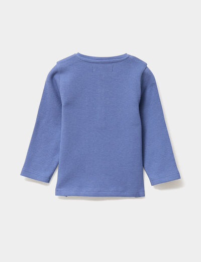 T-shirt col tunisien manches longues bleu lavande bébé garçon