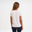 T-shirt col rond manches courtes rose clair femme
