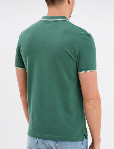 Polo manches courtes bords contrastés vert menthe homme
