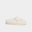 Chaussons mules effet polaire blanc femme
