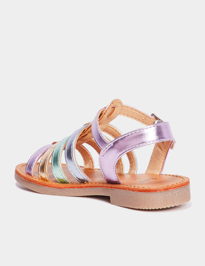 Sandales brides métallisées gris argent fille