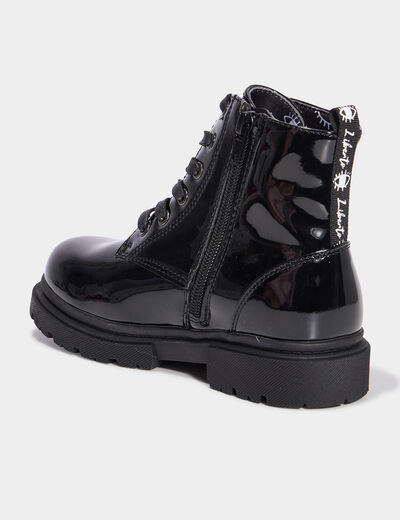Bottines crantées zippées à paillettes noir fille
