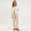 Veste courte en jean boutonn&eacute;e coton ivoire femme