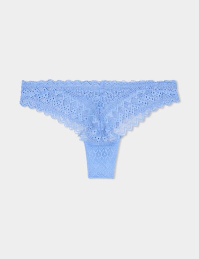 Tanga en dentelle bleu lavande femme