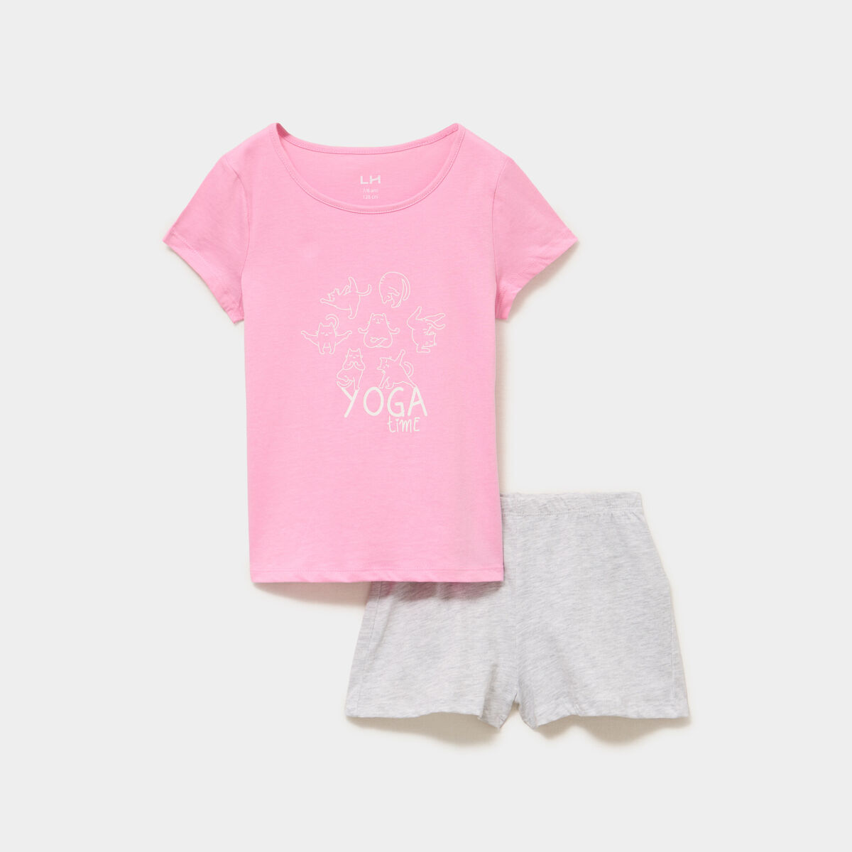 Ensemble pyjama short et t-shirt coton rose fille