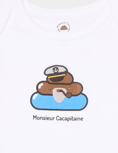 Body US coton Monsieur Caca x La Halle blanc bébé garçon