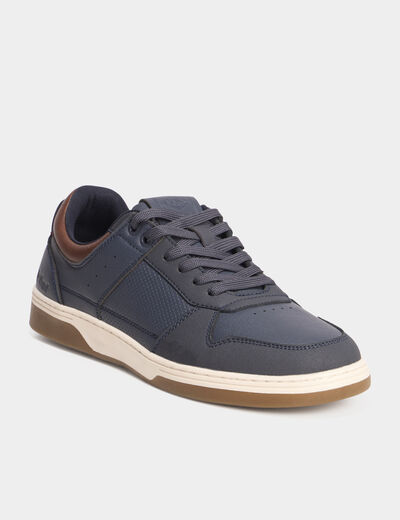 Tennis basses &agrave; lacets bleu marine homme