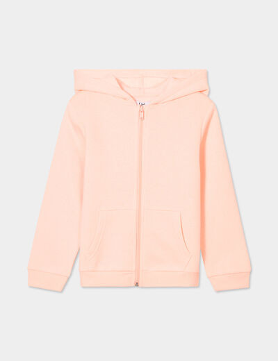 Sweat à capuche zippé orange fluo fille