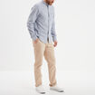 Chemise col mao manches longues bleu homme