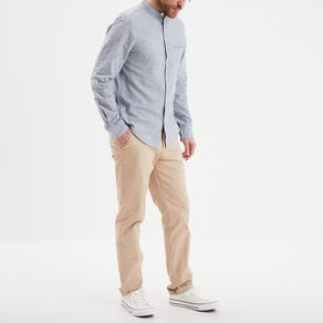 chemise col mao manches longues bleu homme Chemise col mao manches longues bleu homme
