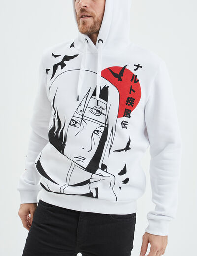 Sweat à capuche hoodie Naruto Itachi blanc homme