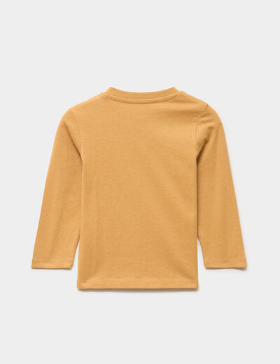 T-shirt &eacute;paule boutonn&eacute;e coton jaune moutarde b&eacute;b&eacute; gar&ccedil;on