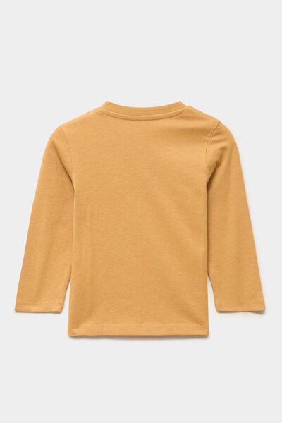 T-shirt &eacute;paule boutonn&eacute;e coton jaune moutarde b&eacute;b&eacute; gar&ccedil;on