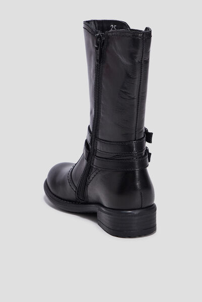 Bottes en cuir noir fille