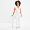 Combinaison pantalon bijou à la taille blanc femme