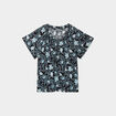 T-shirt col smocké manches courtes noir femme grande taille