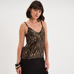 D&eacute;bardeur &agrave; sequins bretelles col V couleur cuivre femme