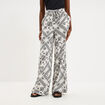Pantalon large taille &eacute;lastiqu&eacute;e blanc femme
