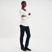 Gilet col rond manches longues blanc femme