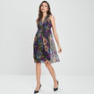 Robe de soirée fluide plissée noir femme