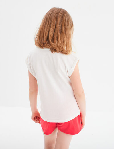 T-shirt avec col rond manches courtes ivoire fille