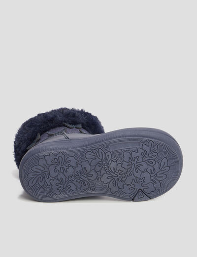 Bottines fausse fourrure et paillettes bleu marine bébé fille