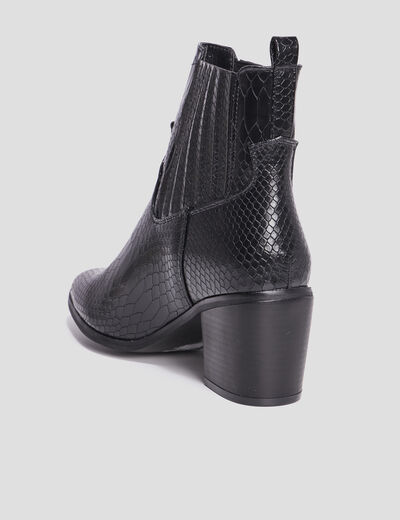Bottines à talons aspect croco noir femme