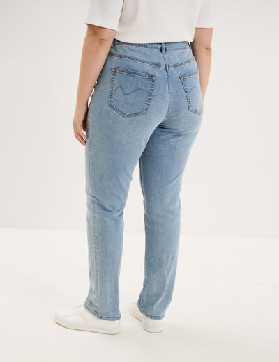 Jeans droit taille haute denim triple stone femme grande taille