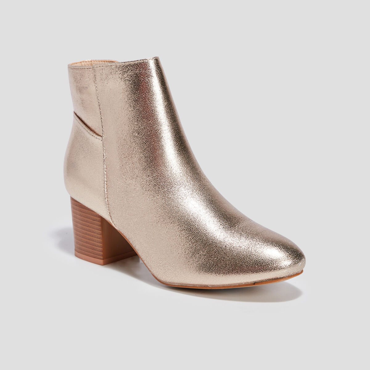 Bottines à talons métallisées jaune or femme