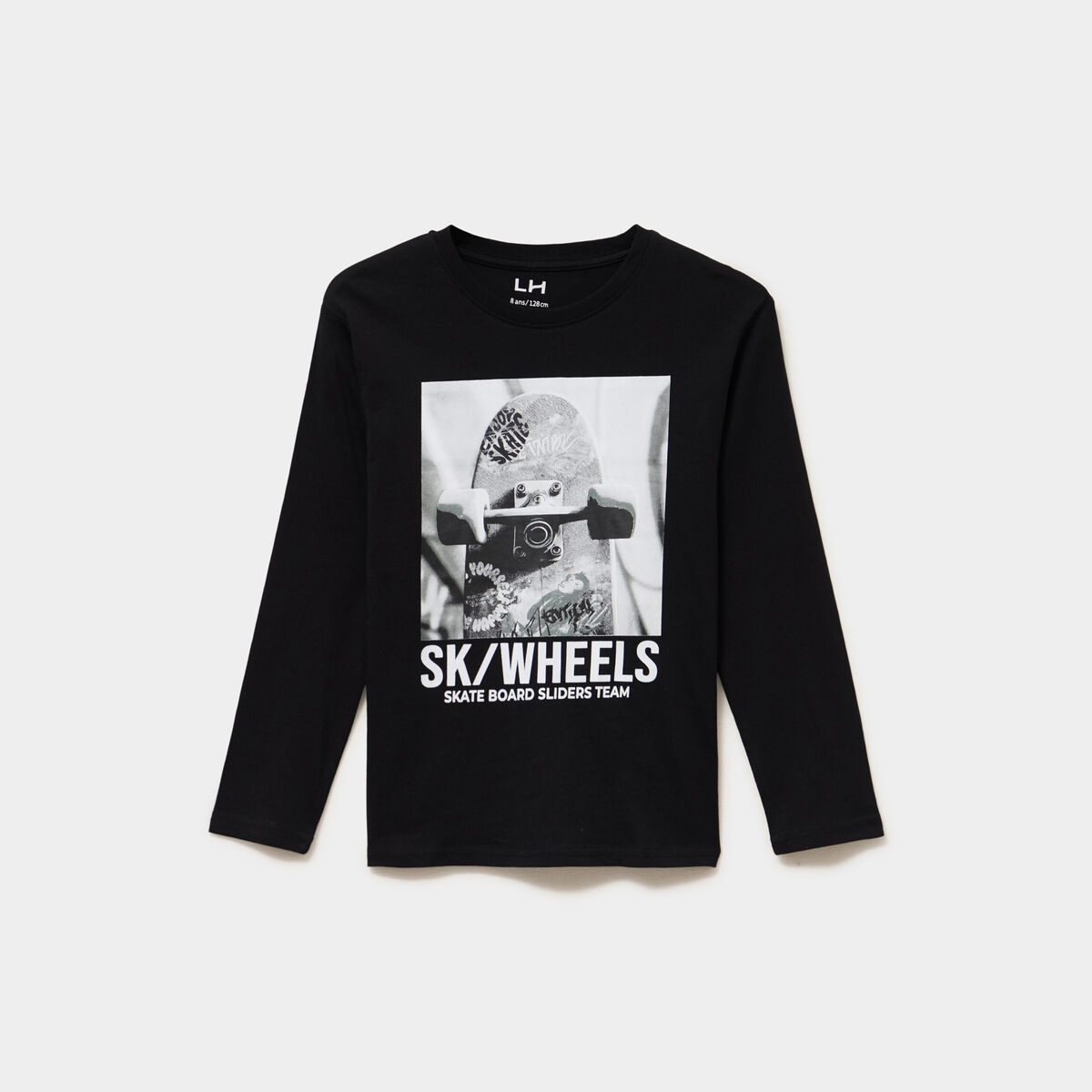 T-shirt manches longues coton noir gar&ccedil;on