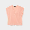 T-shirt col tunisien manches courtes rose saumon femme