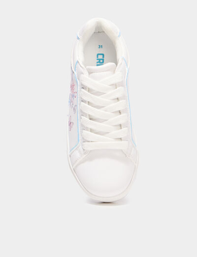 Baskets &agrave; lacets fleurs blanc fille