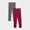 Lot 2 leggings coton gris foncé fille