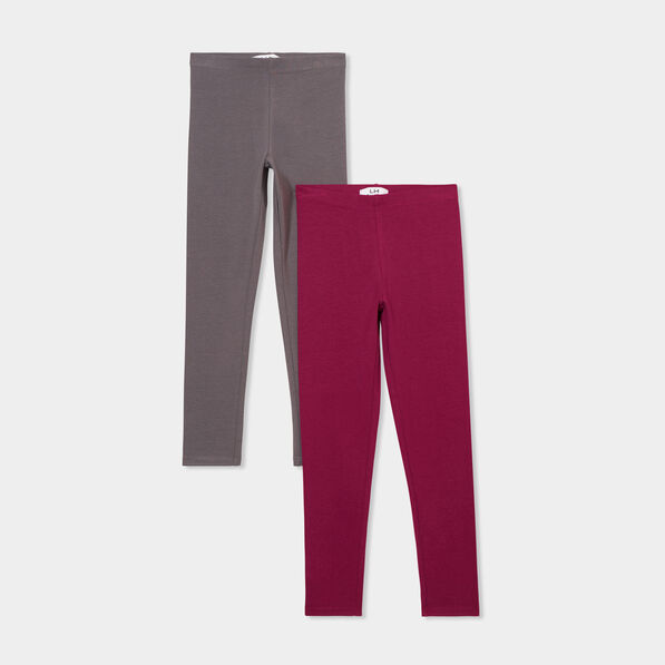 lot 2 leggings coton gris fonce fille Lot 2 leggings coton gris foncé fille