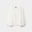 T-shirt noeuds et manches 3/4 blanc femme
