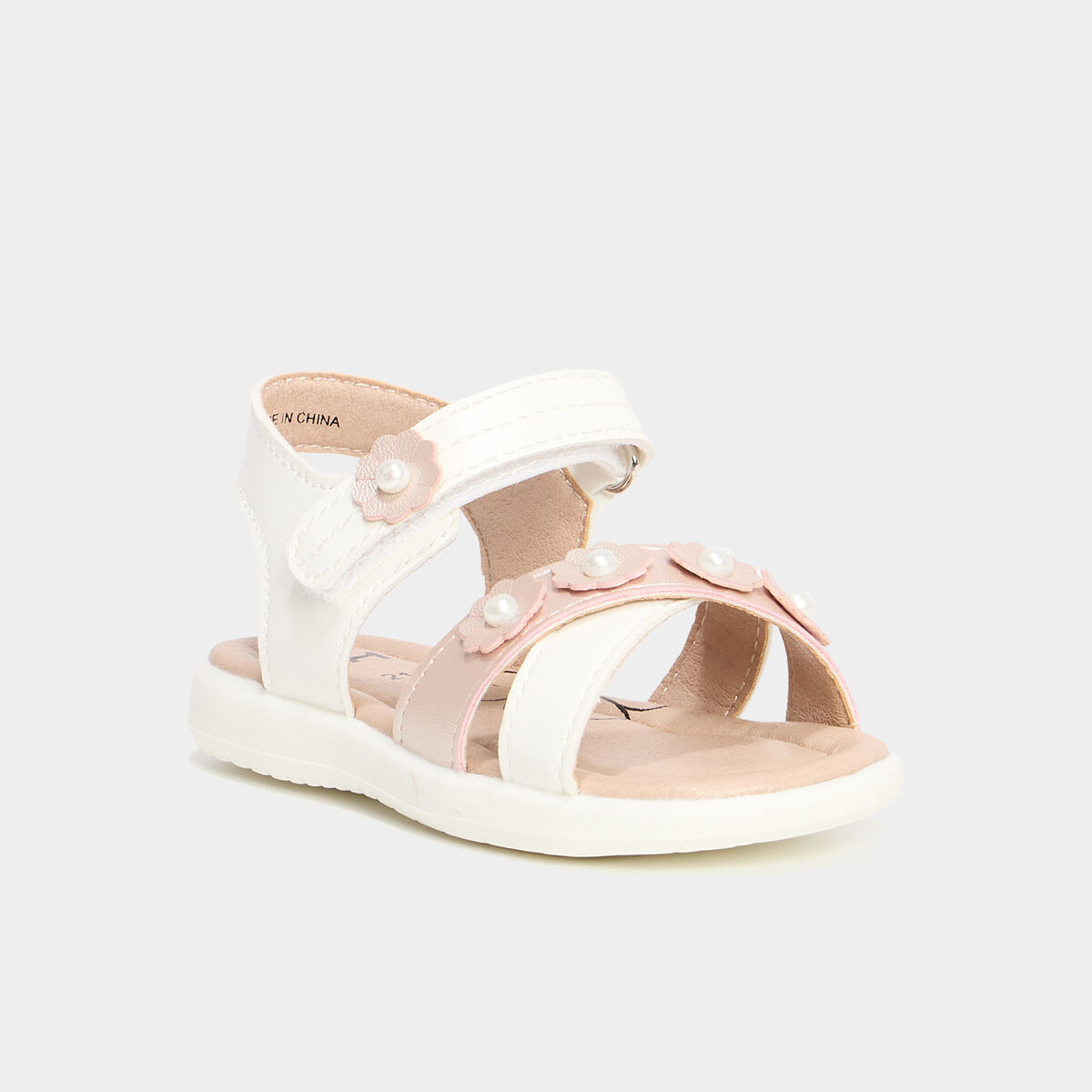 Sandales c&eacute;r&eacute;monie brides fleurs blanc b&eacute;b&eacute; fille