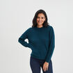 Pull col rond aspect laineux bleu canard femme