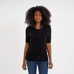 Pull manches courtes col rond noir femme