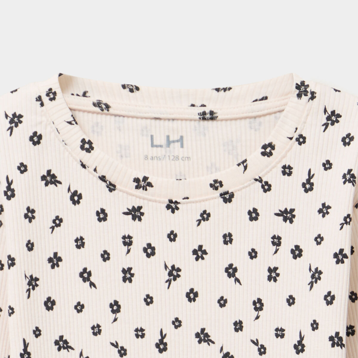T-shirt c&ocirc;tel&eacute; ajust&eacute; manches longues beige fille